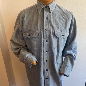 Hickory Stripe Long Sleeve Button Logger Shirt LT